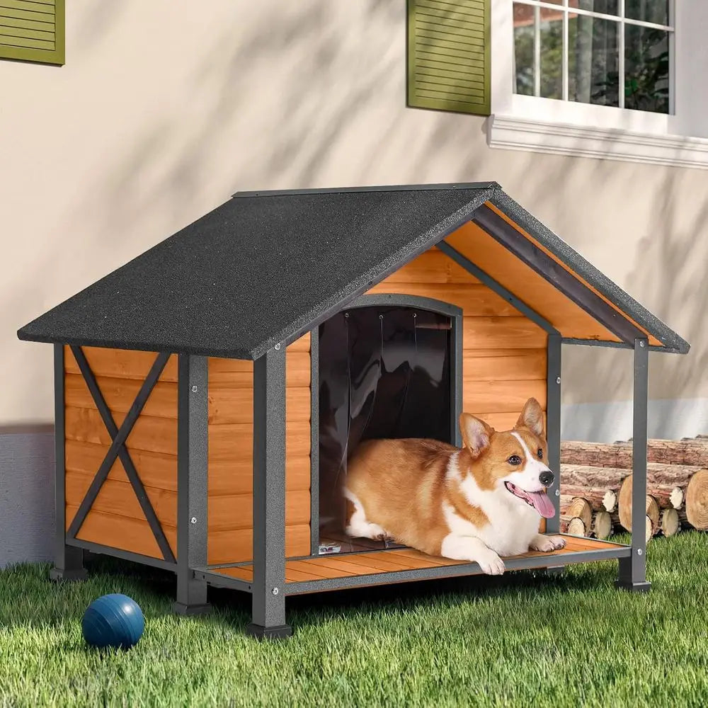 Premium Metal Dog House Featuring Raised Floor And Durable Wood