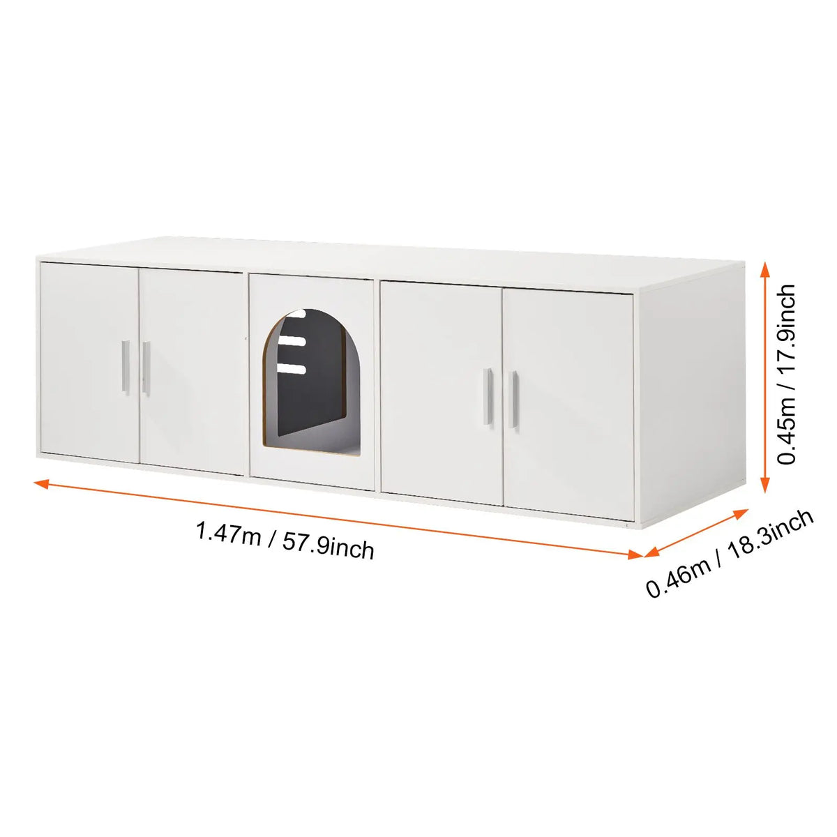 Double Room Cat Litter Box Enclosure Cabinet for Two Cats