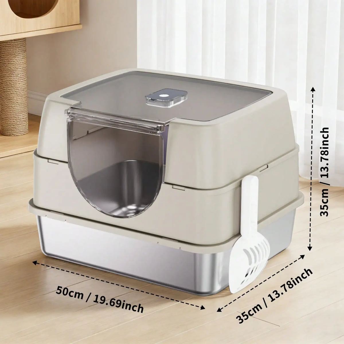 Enclosed Stainless Steel Cat Litter Box With Splash Proof Lid