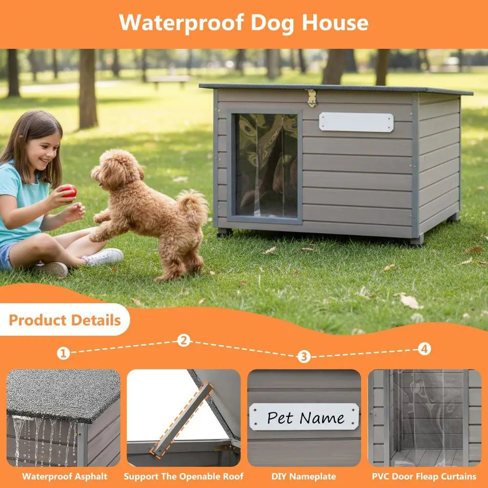 Premium Wooden Dog House With Openable Roof For Pets