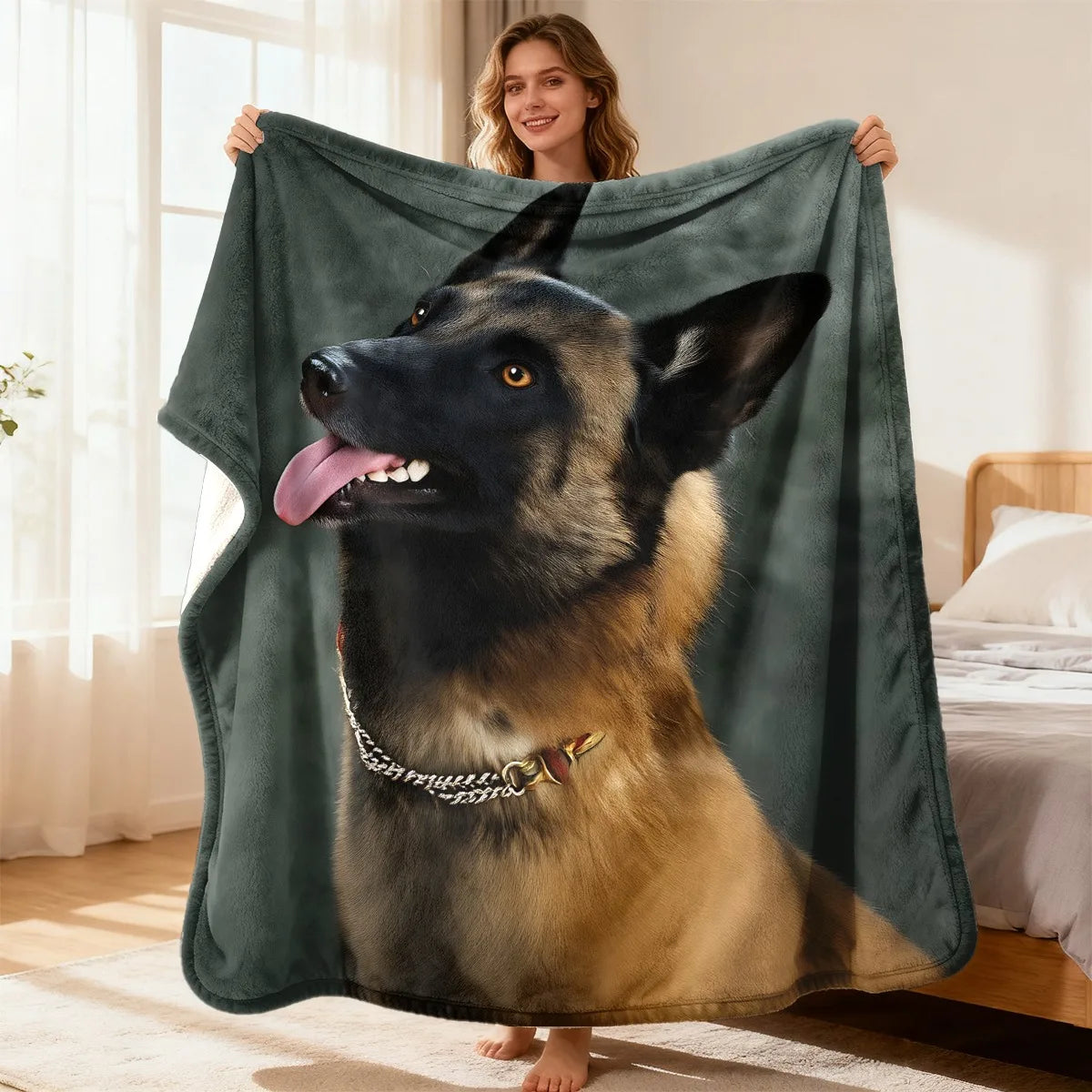 Belgian Malinois Print Flannel Throw Blanket Soft Cozy Warm Design