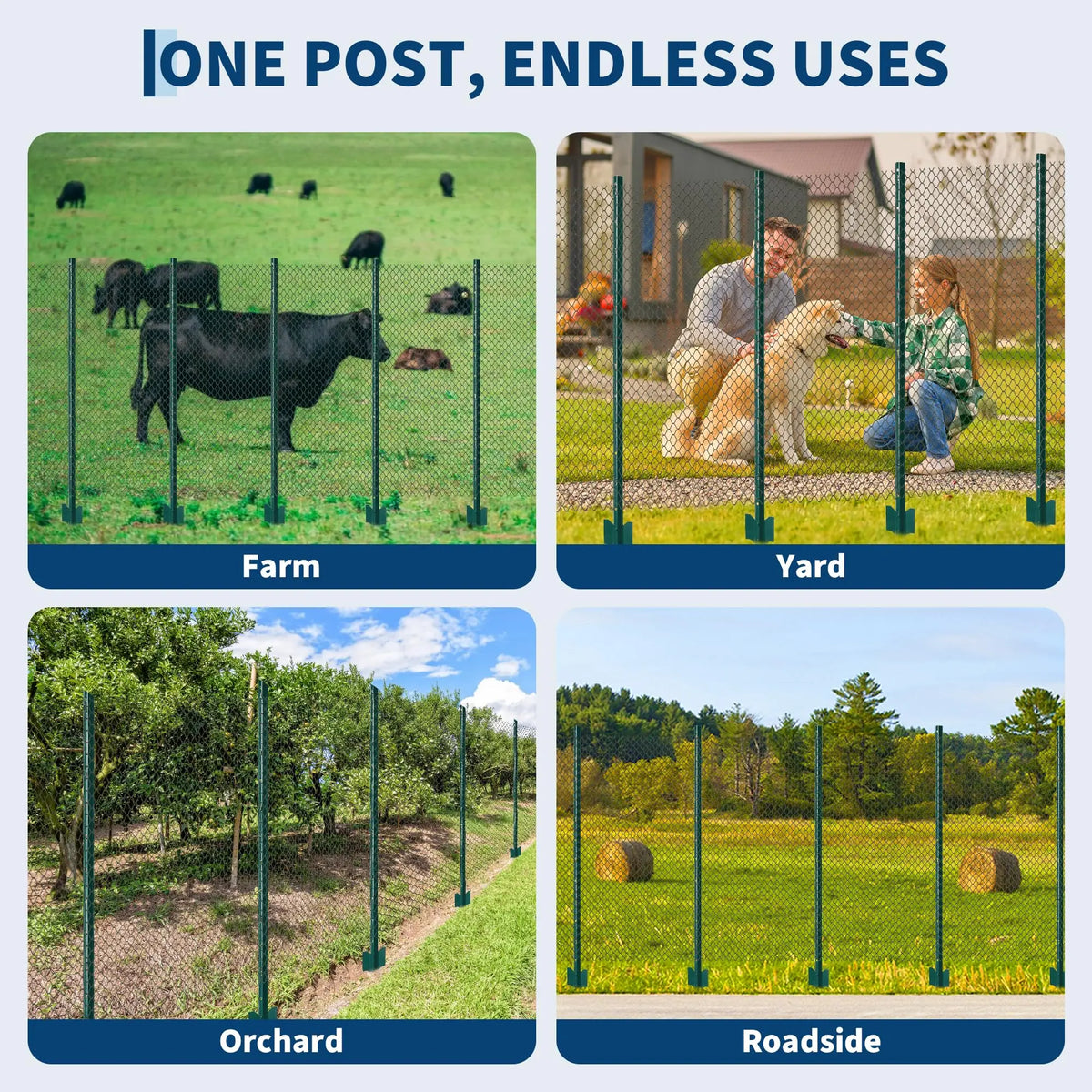 HiMiss No Dig Rustproof Steel U Fence Posts With Ties