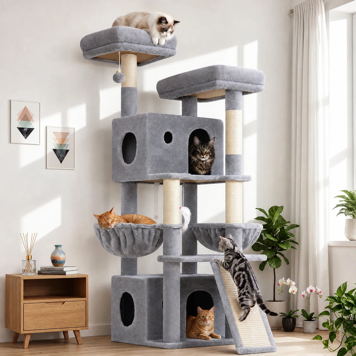 Globlazer Multi Level Cat Tree With Hammocks And Scratching Posts
