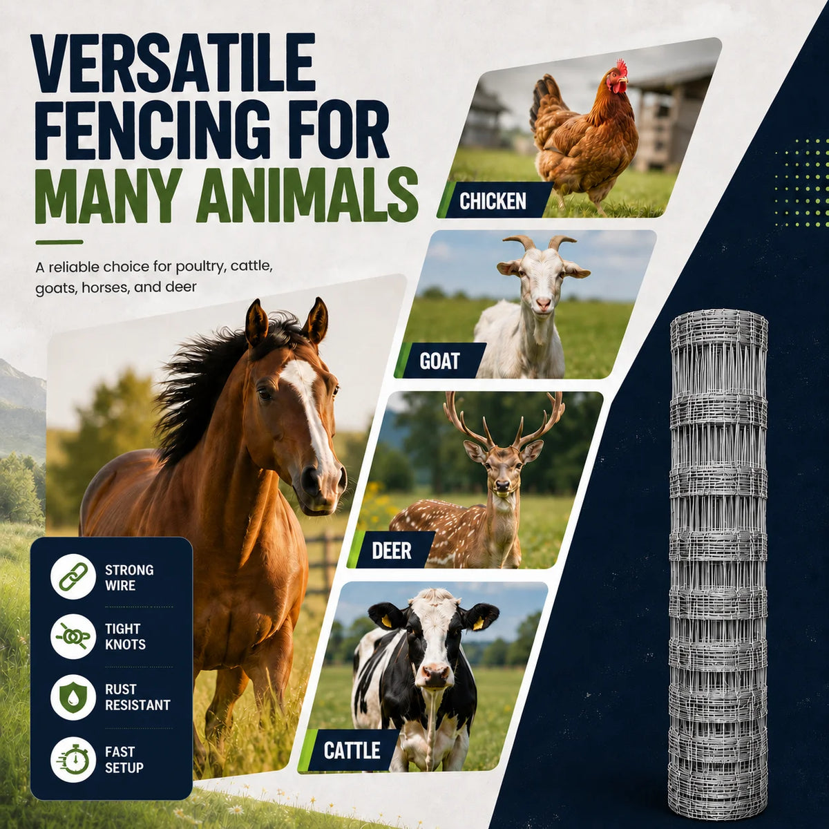 Heavy Duty Galvanized Steel Livestock Fence Wire Mesh