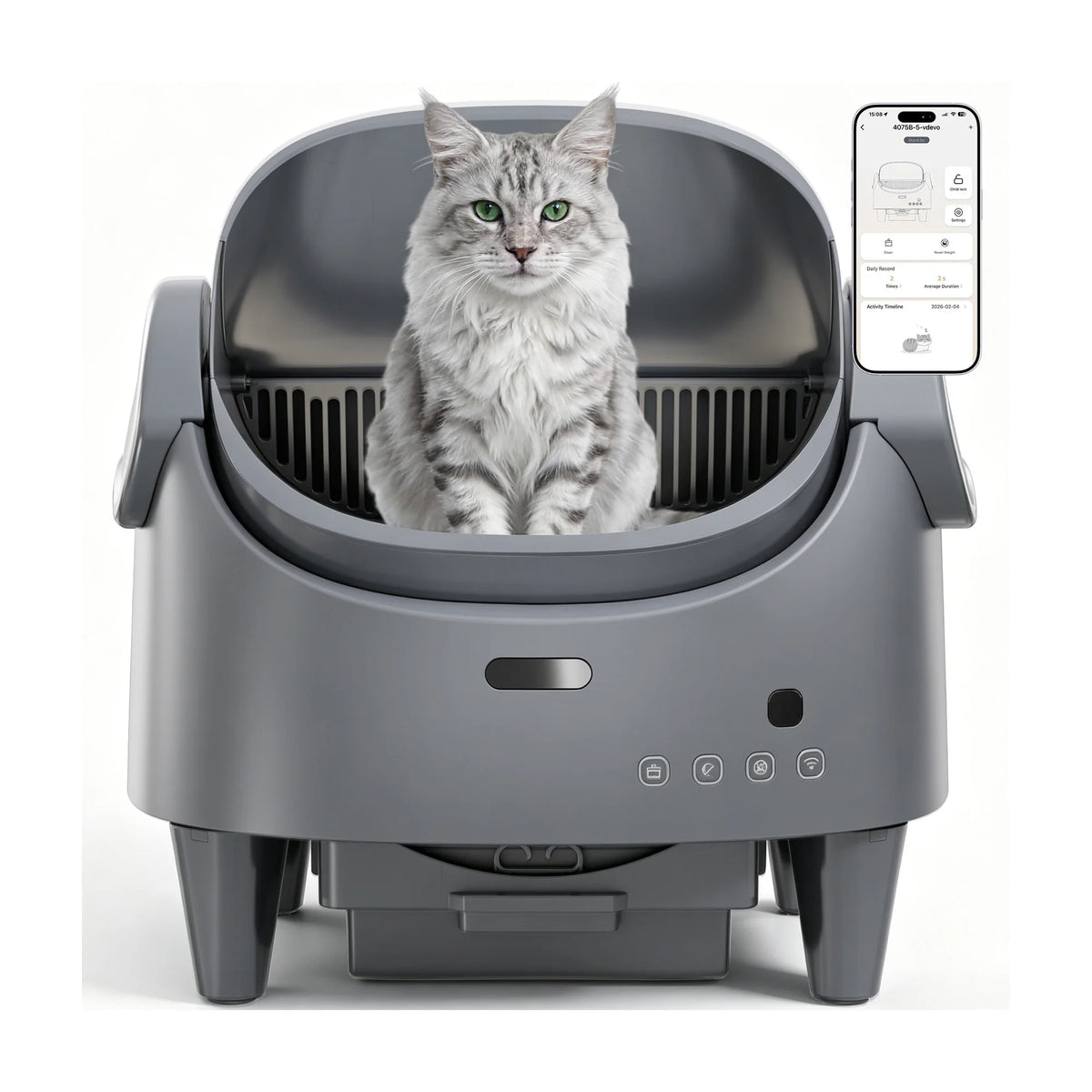 HiMISS Smart Open Top Self Cleaning Automatic Cat Litter Box