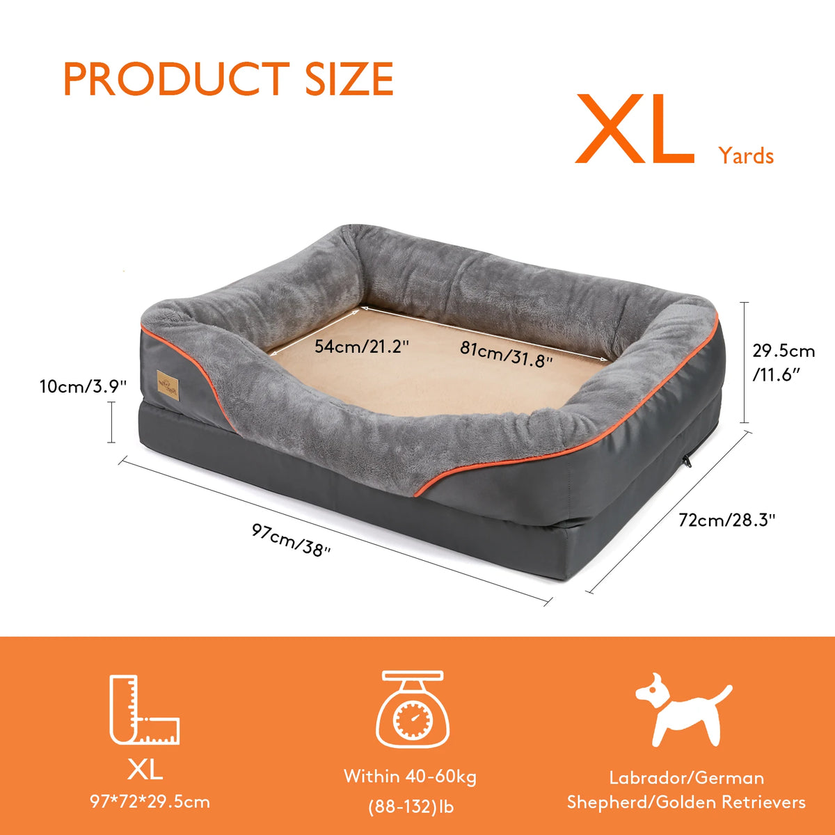 Bingopaw Large Dog Bed Removable Washable Fleece Cover