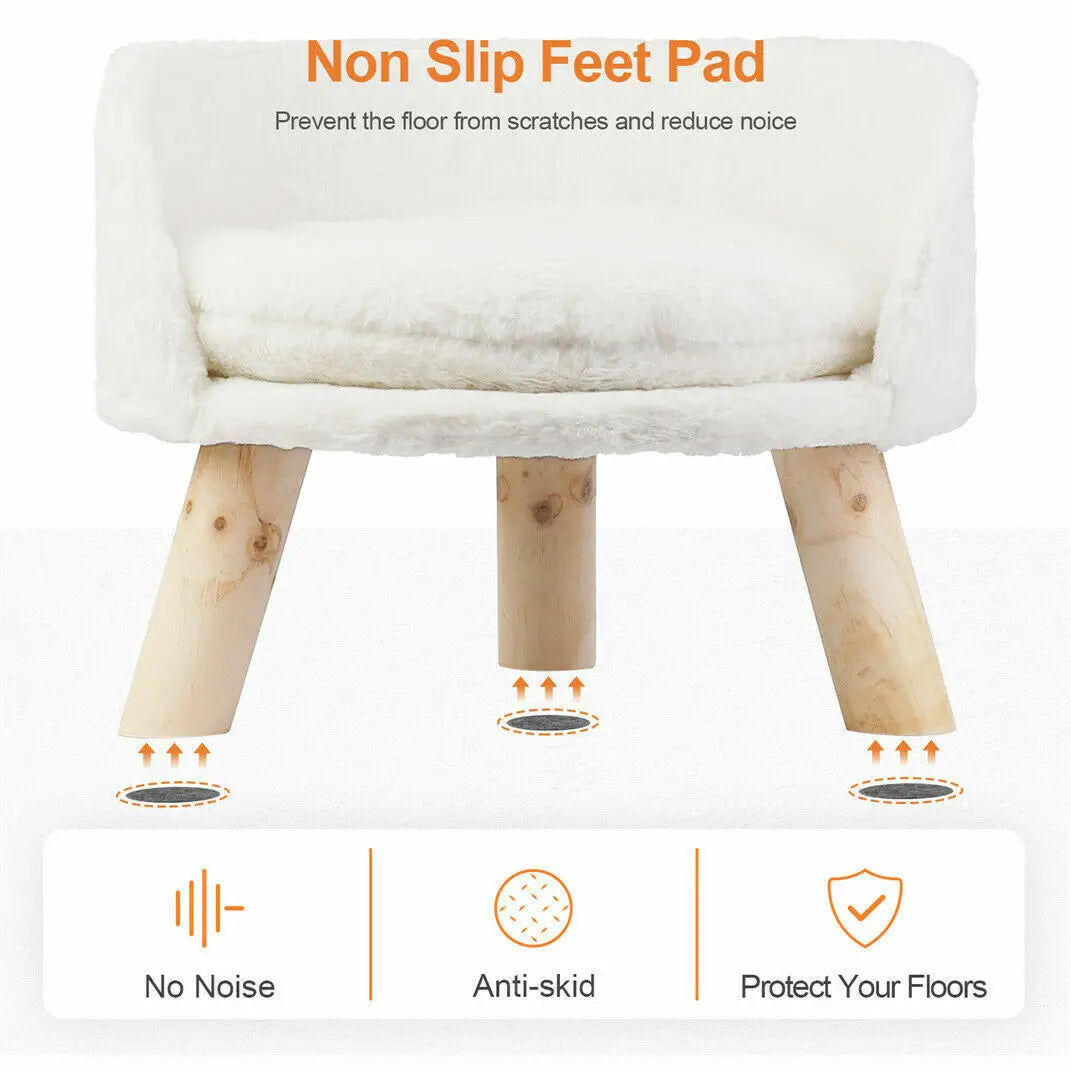 Plush Cat Sofa Bed With Washable Cushion And Wooden Legs
