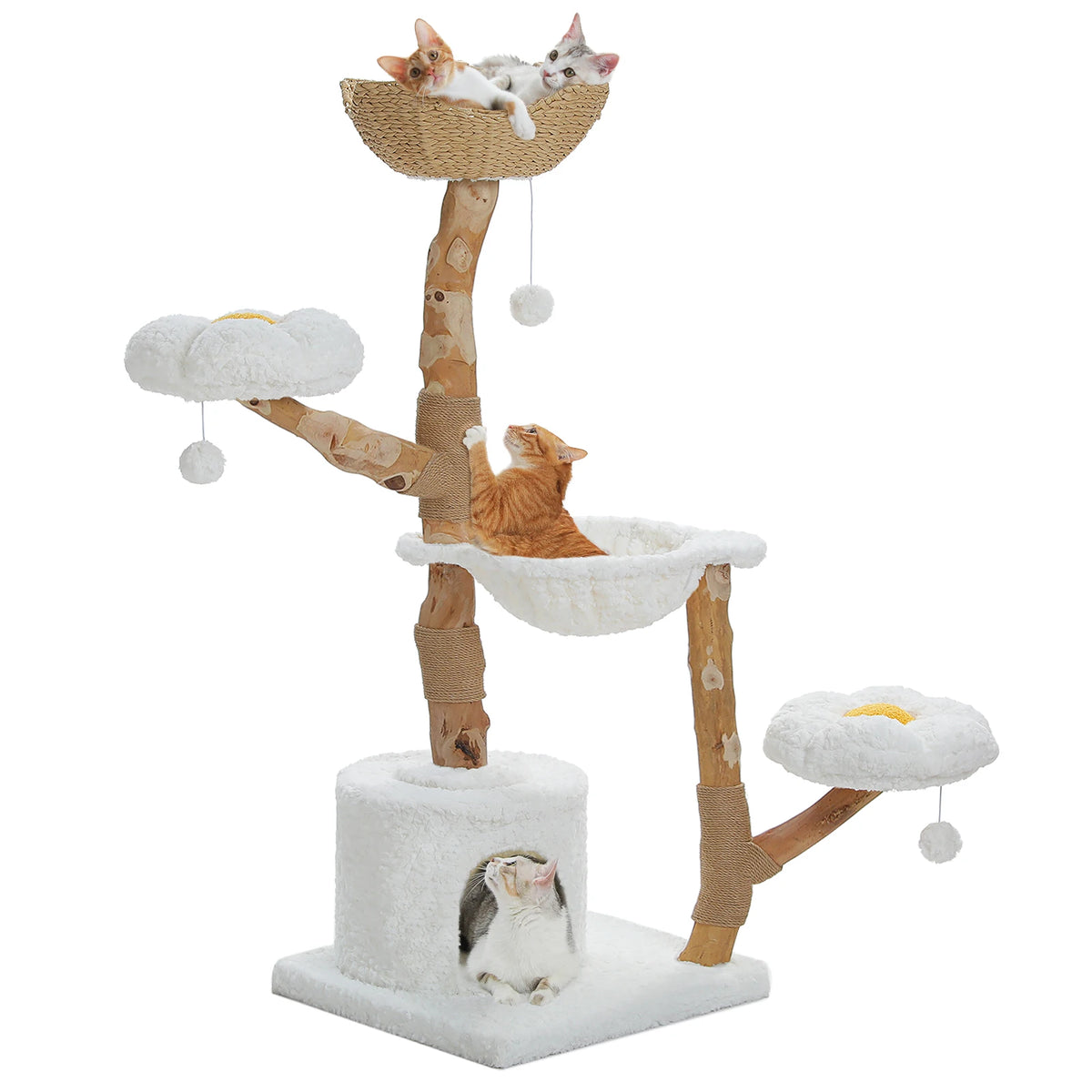 PAWZ Road Cat Tree Tower Sisal Scratching Post Wicker Bed