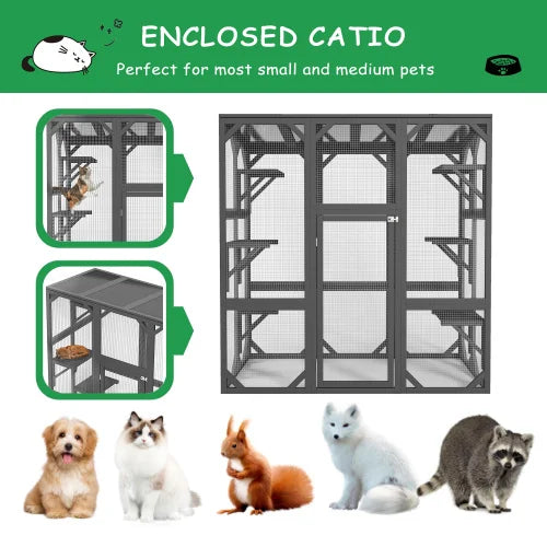 Large Outdoor Cat House With Six Platforms And Waterproof Roof
