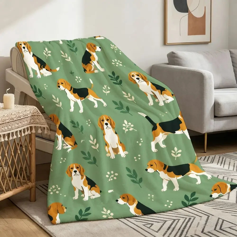 Premium Cozy Beagle Dog Fleece Throw Blanket and Sofa Bedspread