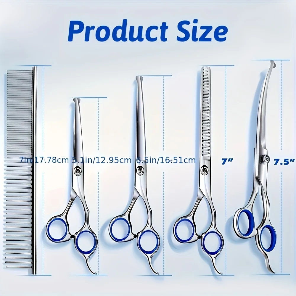 Stainless Steel Titanium Coated Dog Grooming Scissors Set