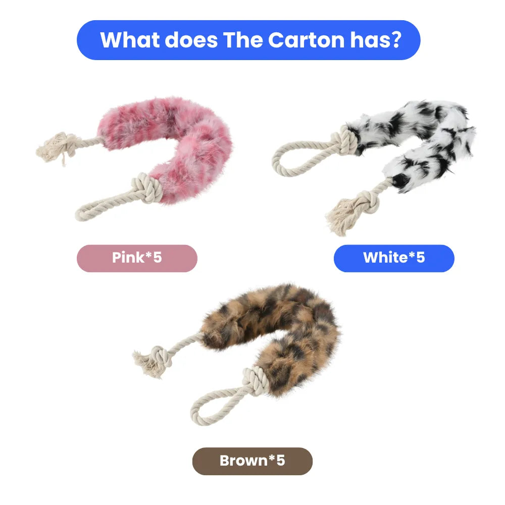 15PCS/Carton 3 Colors Mixed Plush Dog Tug Toy with Cotton Rope Durable Interactive Chew Pull Toy for Small Medium Dogs Pet Supplies Wholesale