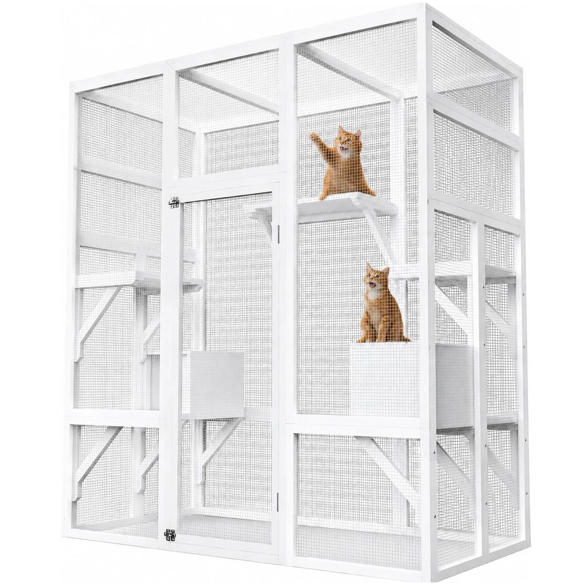 HiMISS Outdoor Wooden Cat Catio Enclosure With UV Protected Roof