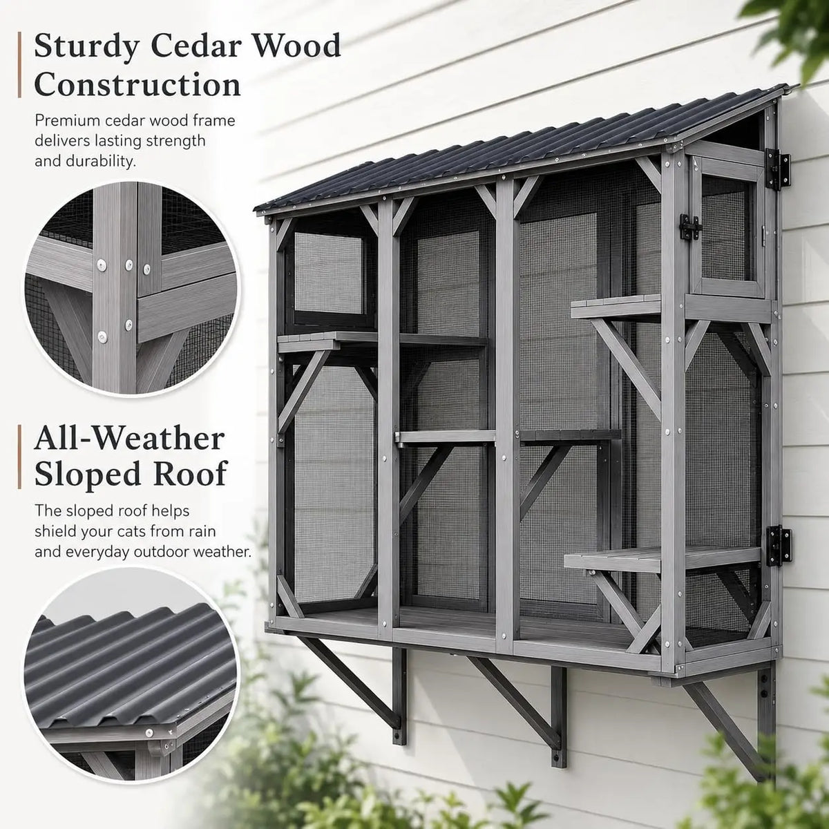 HiMISS Outdoor Catio Cat Enclosure With Weatherproof Steel Mesh
