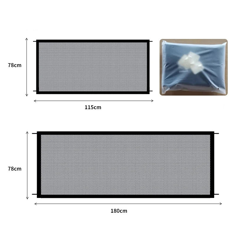 Folding Mesh Dog Safety Gate With Hooks For Indoor Pets