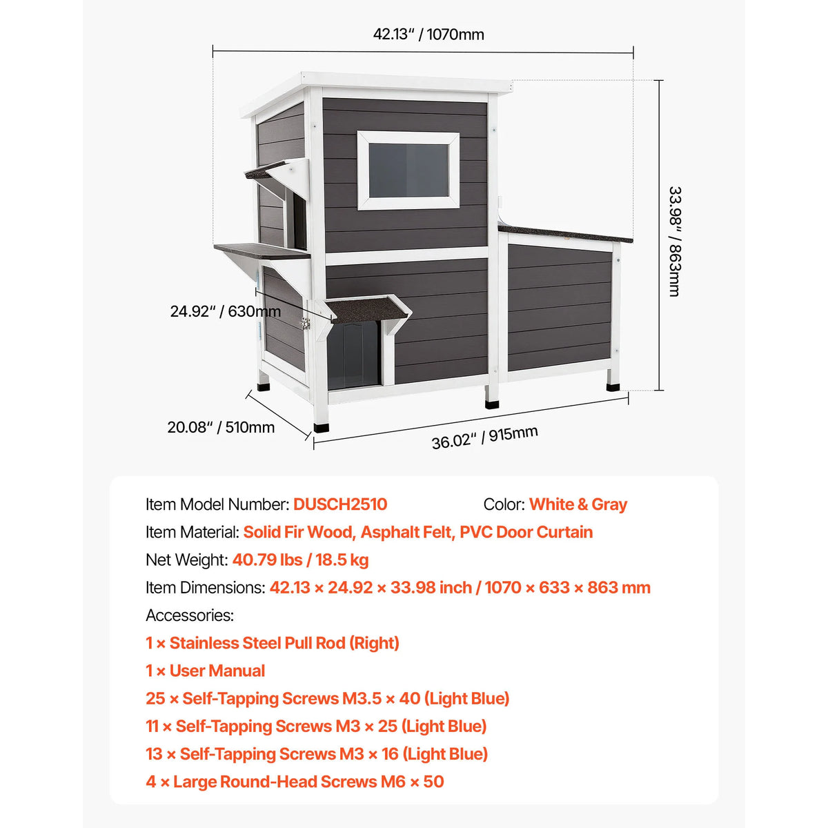 SucceBuy Heated Insulated Outdoor Cat House With Heating Pad