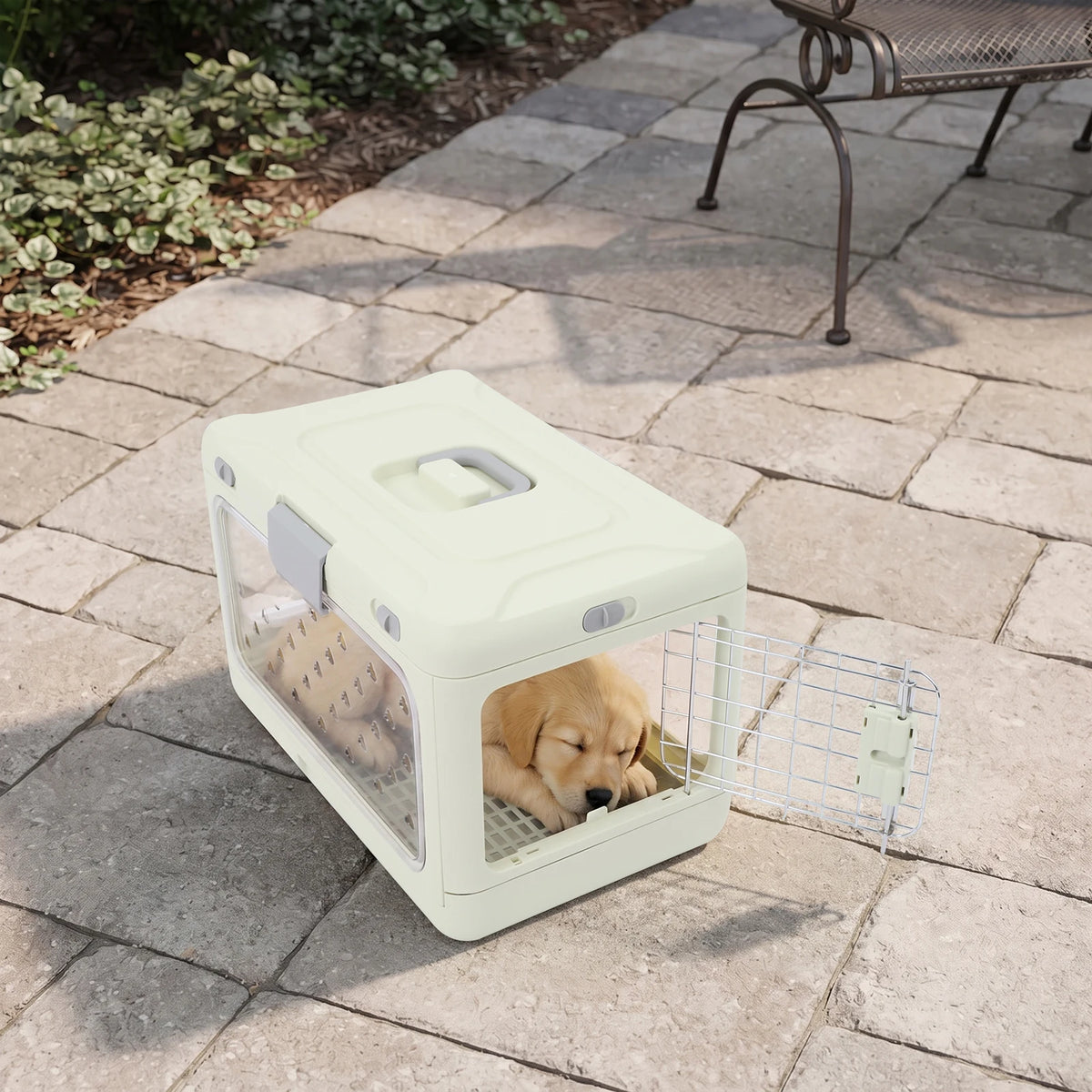 Foldable Travel Pet Carrier With Breathable Iron Frame Design