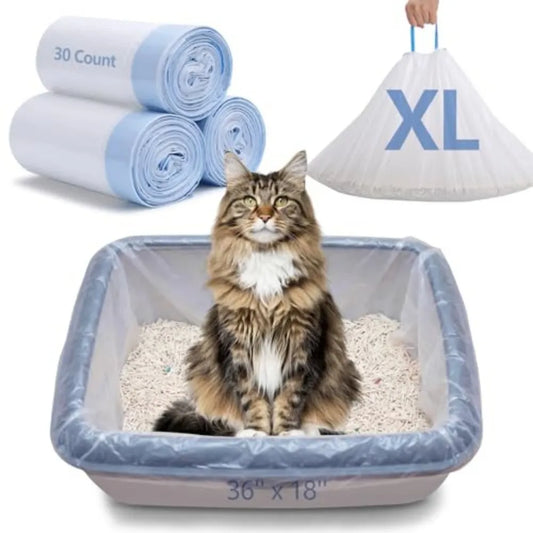 Premium Drawstring Cat Litter Liners Heavy Duty Odor Barrier
