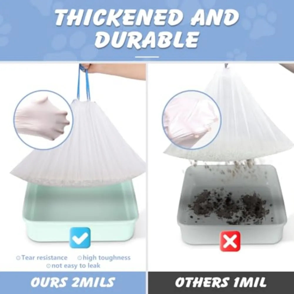 Premium Drawstring Cat Litter Liners Heavy Duty Odor Barrier