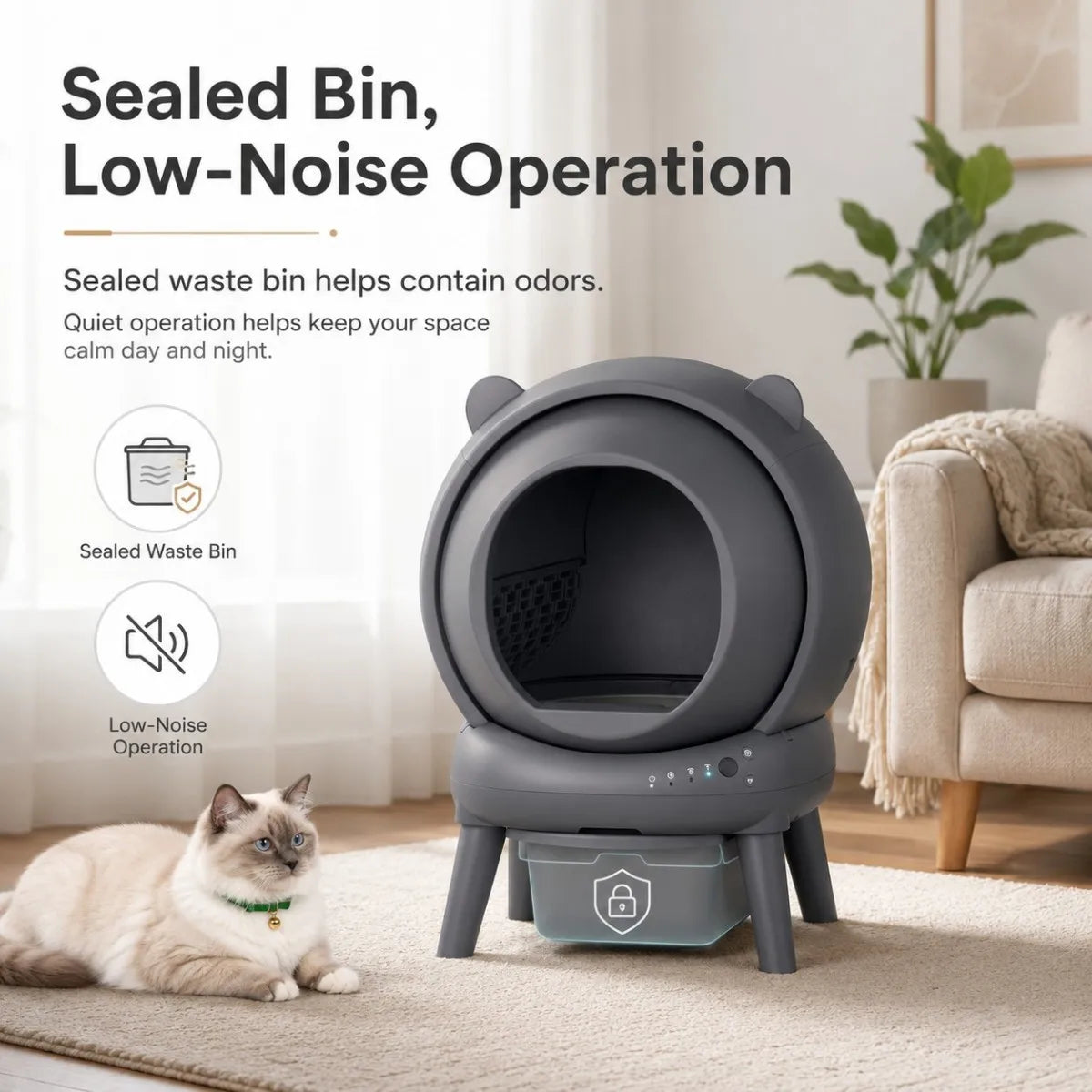 Automatic Self Cleaning Cat Litter Box With Smart App Control