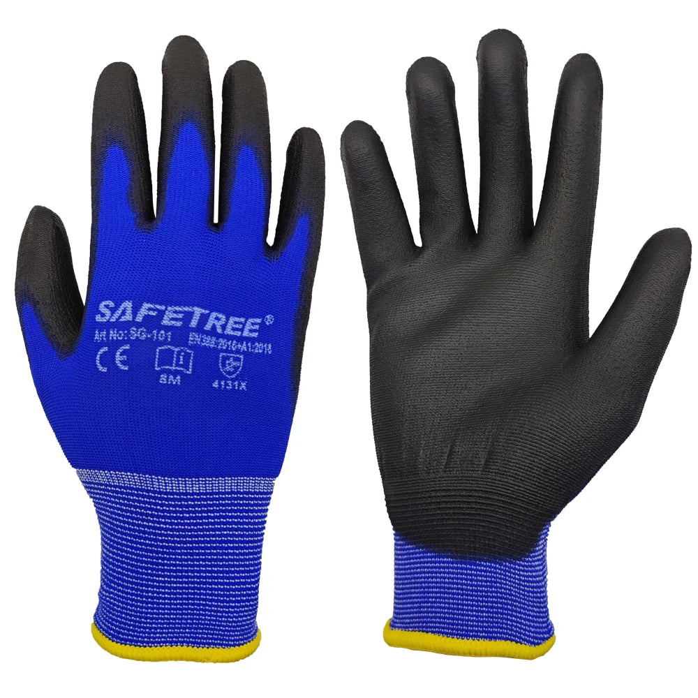 Knit Nylon Liner PU Coated Work Gloves For Active Use