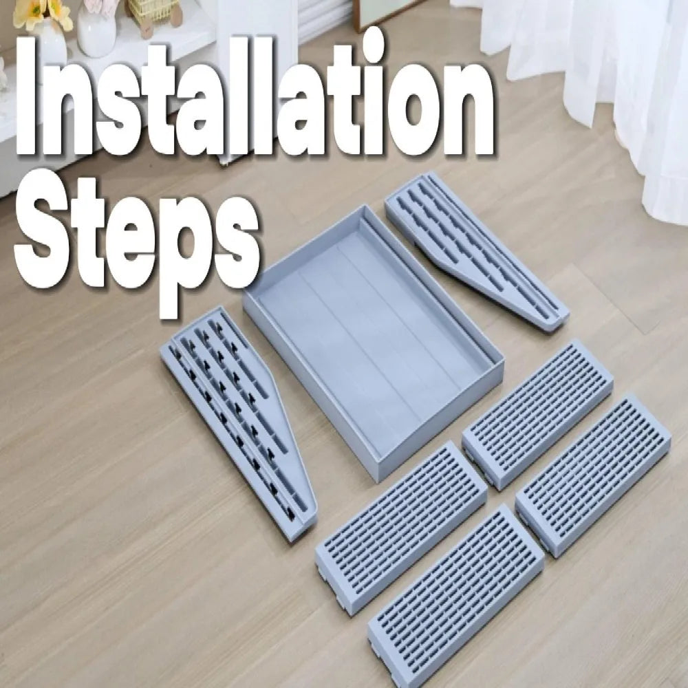 Adjustable Litter Box Step, Elevated Cat Ramp/Stairs with Filter Function, Anti-Tracking, Easy to Clean, Fits Automatic Litter Boxes, for Small & Elderly Cats, Non-Slip(Grey)