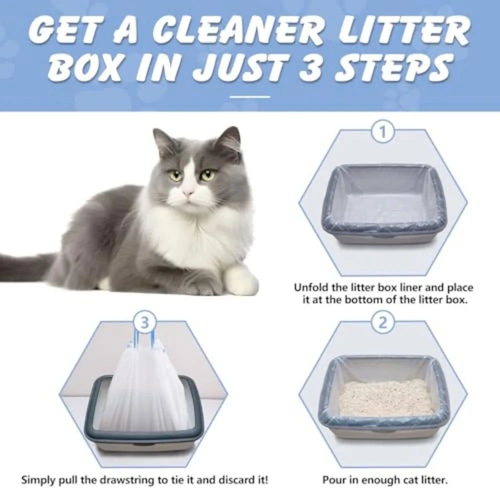 Premium Drawstring Cat Litter Liners Heavy Duty Odor Barrier
