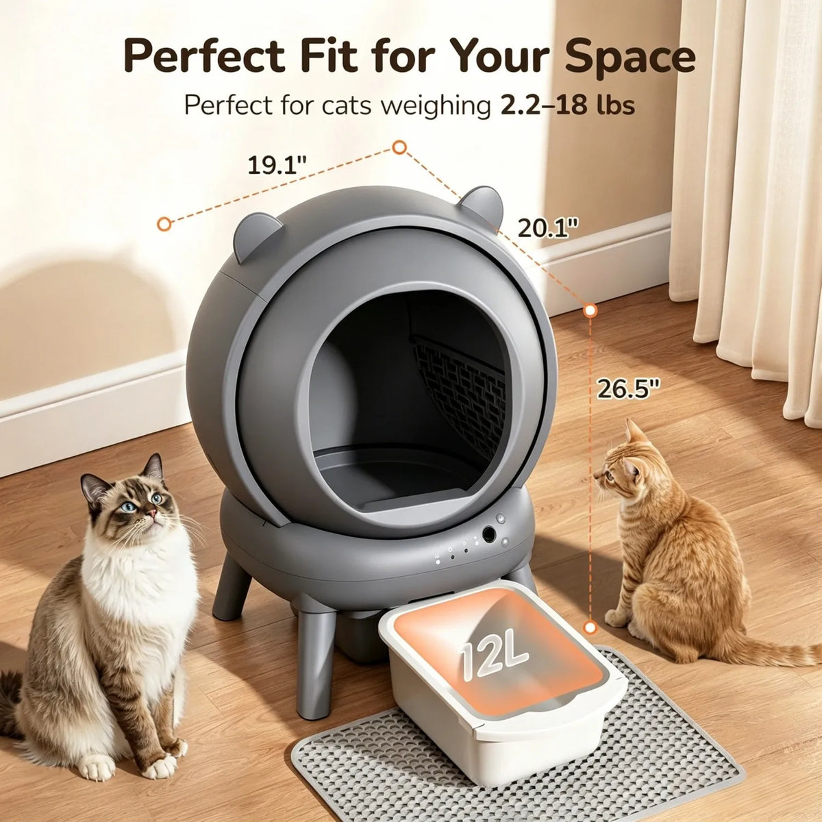 Automatic Self Cleaning Cat Litter Box With Smart App Control