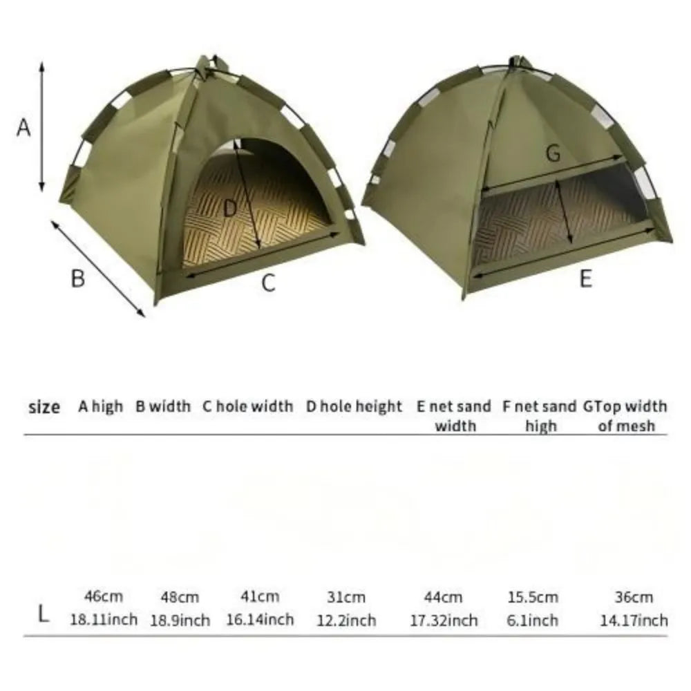Outdoor Pet Tent Semi Enclosed Portable Washable Shelter