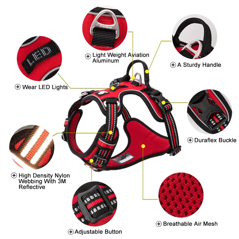 TRUELOVE Reflective Adjustable No Pull Dog Harness for Walking