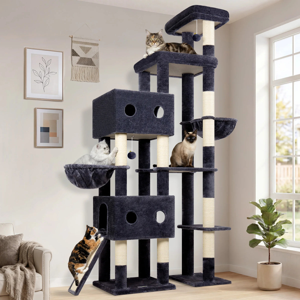 GLOBLAZER Heavy Duty Multi Level Cat Tree Condo For Cats