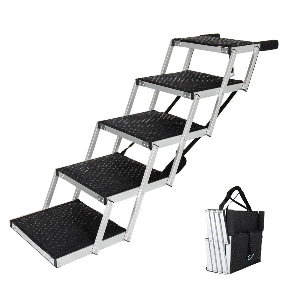 Foldable Non-Slip Dog Ramp Sturdy Reinforced 250lbs Load Pet Dog Stairs Lightweight Portable Ladder for Cars SUVs Trucks