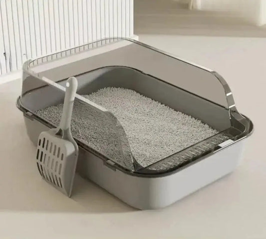 Semi-Enclosed Splashproof Cat Litter Box With High Sides