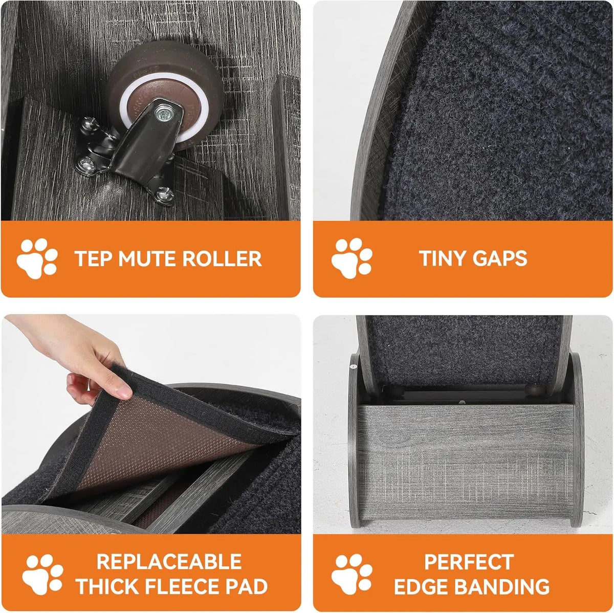 HiMISS Wooden Cat Exercise Wheel With Sisal Scratcher