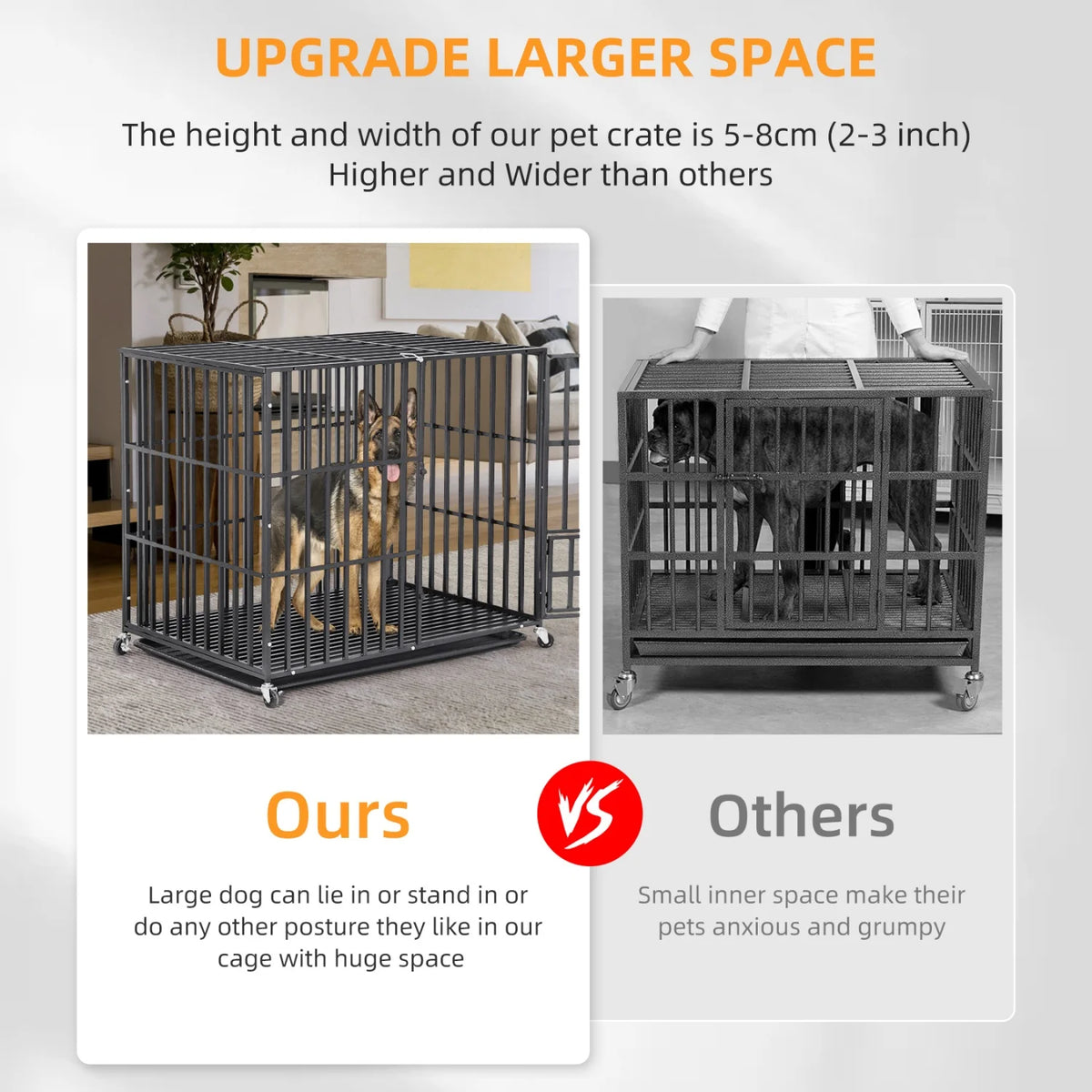 Bingopaw Heavy Duty Metal Dog Crate With Four Wheels