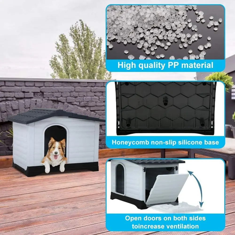 Plastic Water Resistant Dog House Indoor Outdoor Ventilated Pet Shelter