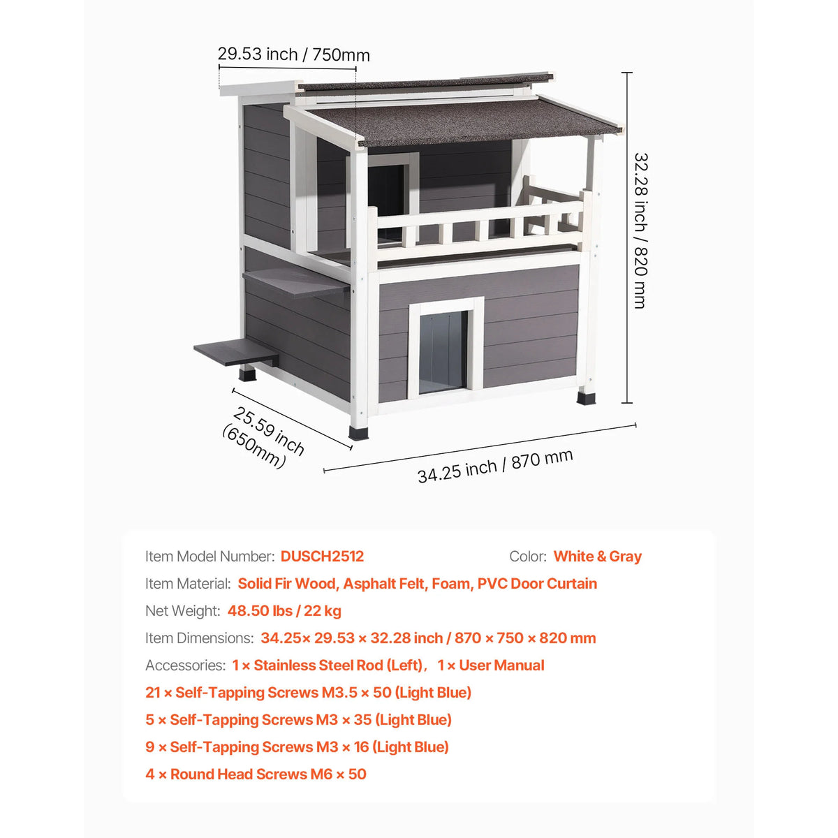 SucceBuy Heated Insulated Outdoor Cat House With Heating Pad