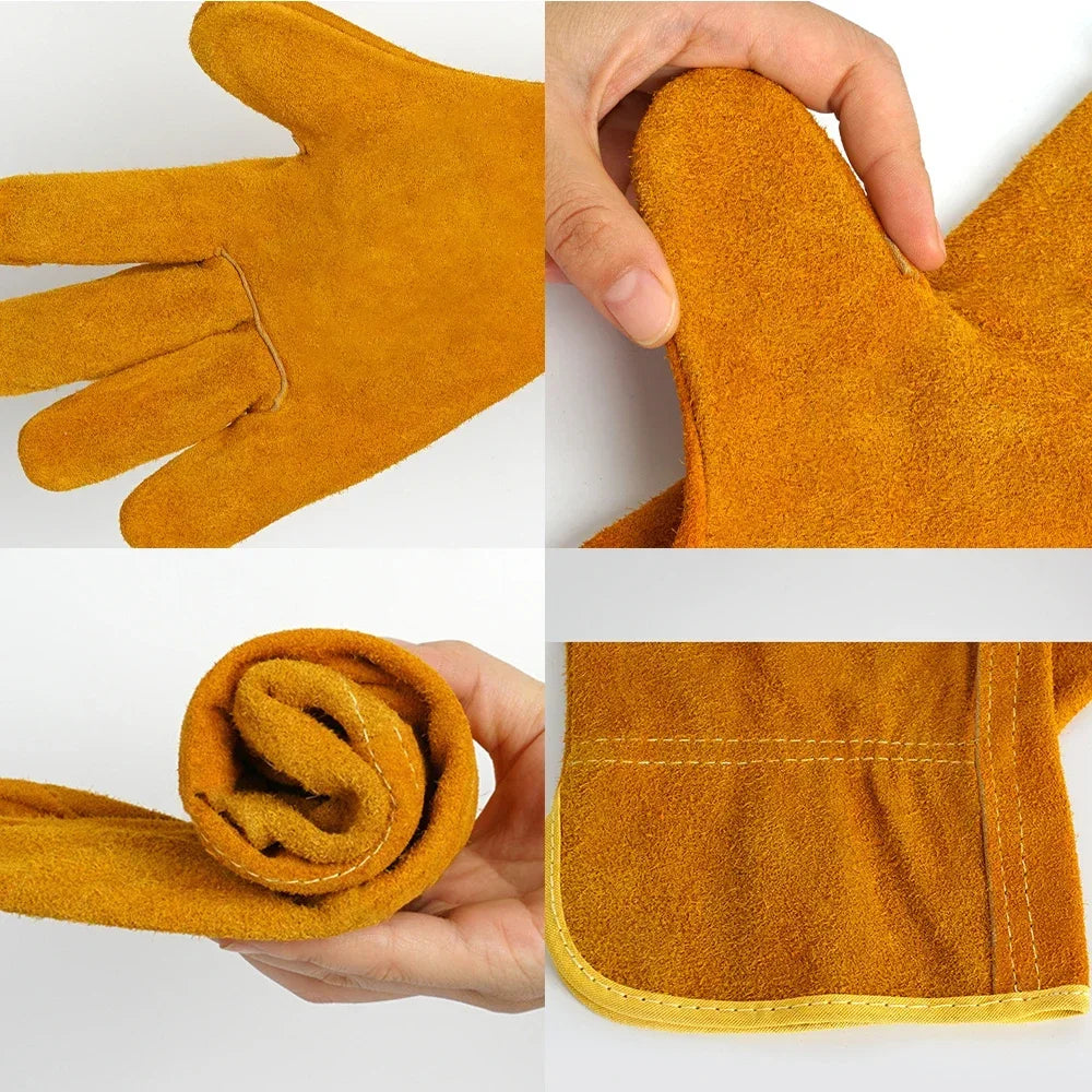Professional Fireproof Sheepskin Leather Welder Safety Work Gloves