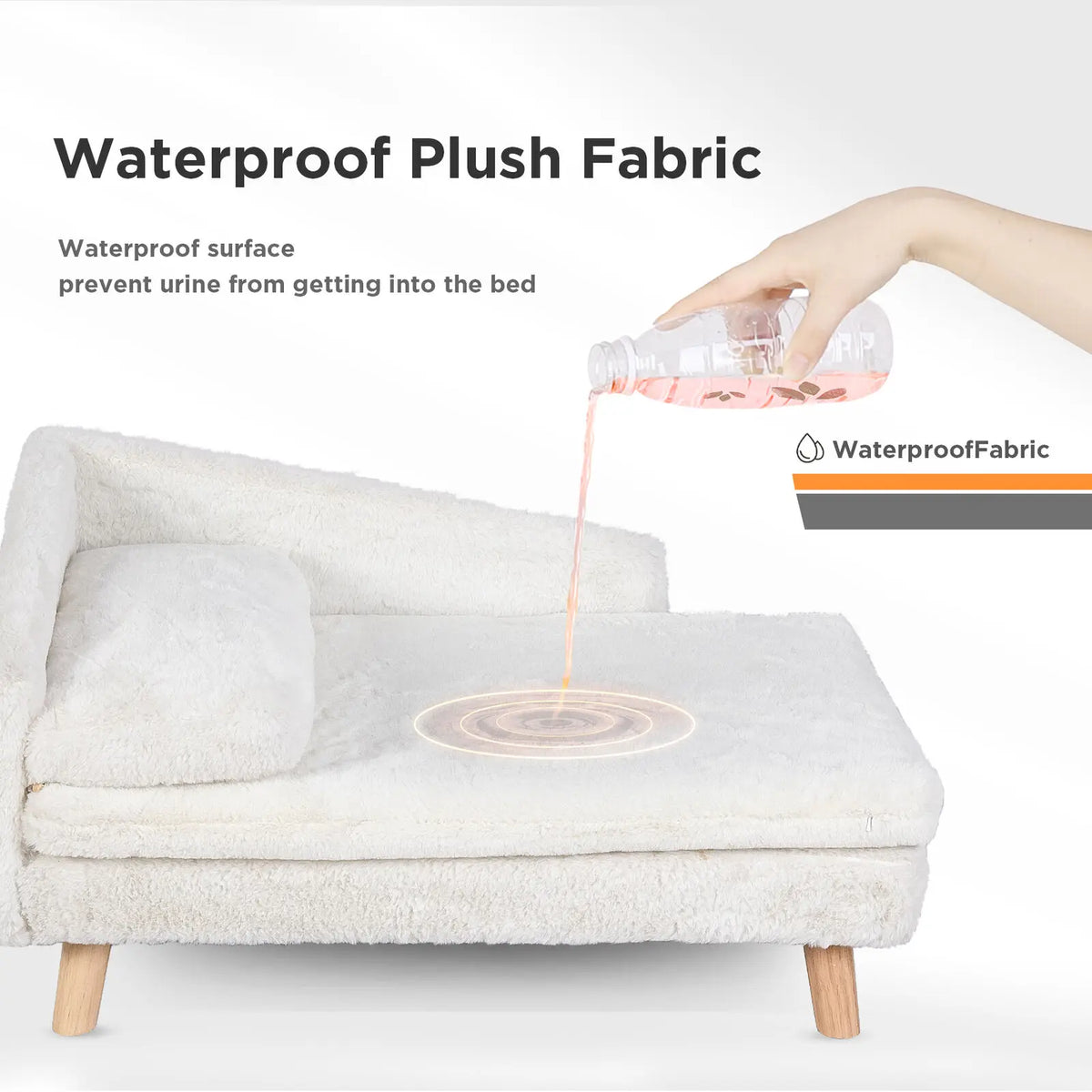 Elevated Solid Wood Leg Pet Sofa Bed With Plush Cushion