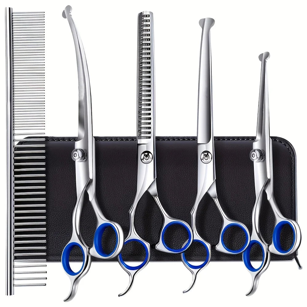Stainless Steel Titanium Coated Dog Grooming Scissors Set