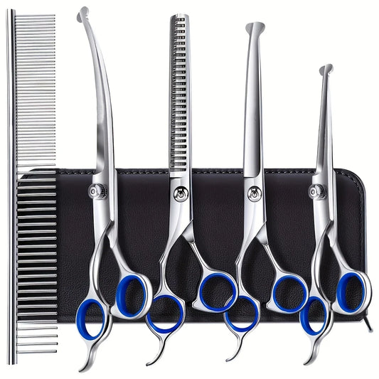Stainless Steel Titanium Coated Dog Grooming Scissors Set