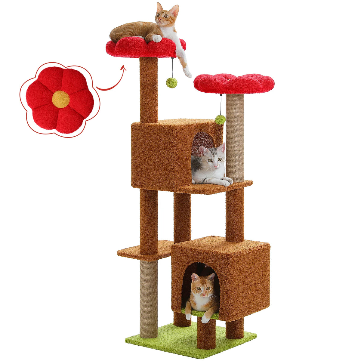 Pawz Road Cactus Cat Tower Featuring Plush Perches And Posts
