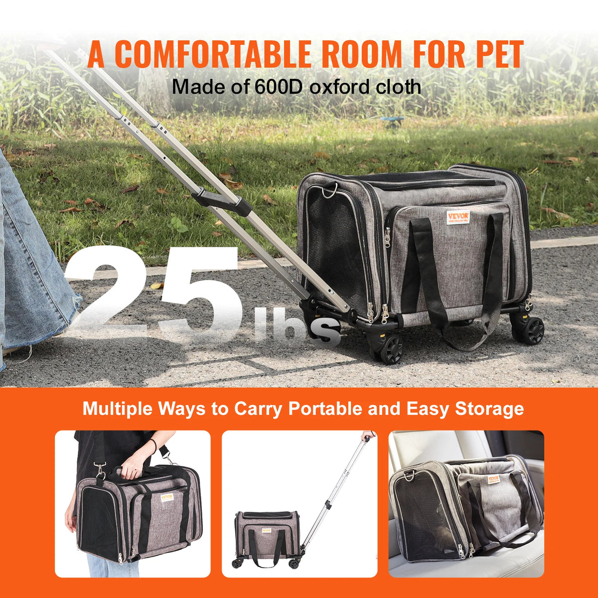 Breathable Pet Backpack Carrier With Wheels For Travel