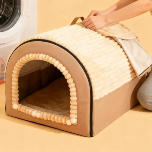 Washable Cat Cave Bed With Removable Plush Cushion