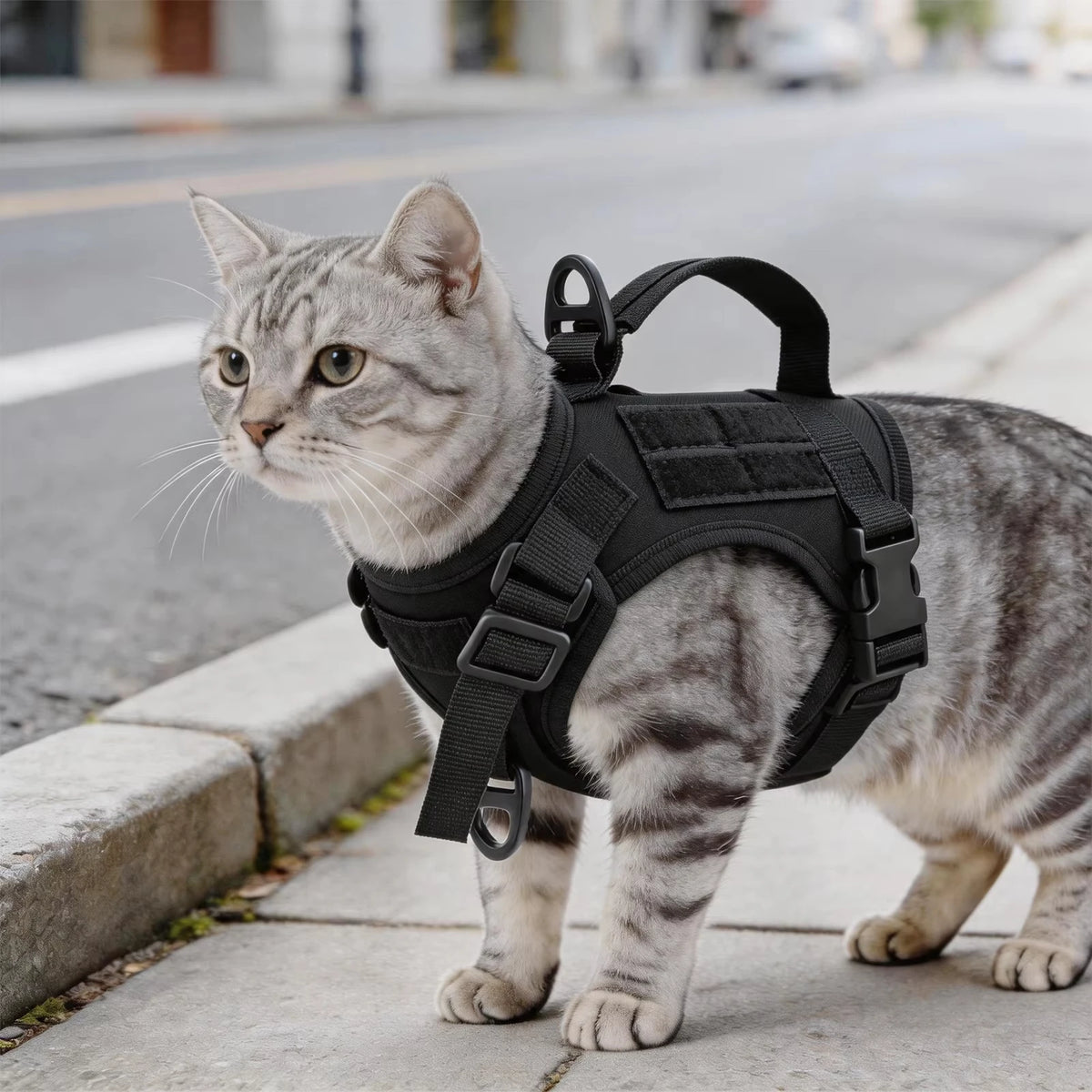 PETRAVEL Tactical Cat Harness Vest Leash Set for Outdoor Training