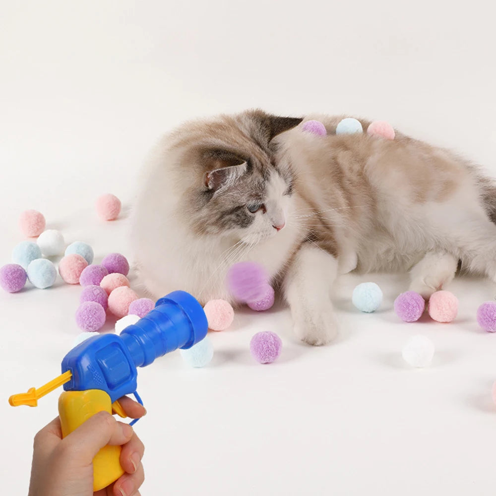 Cat Plush Ball Launcher Toy for Interactive Play and Training