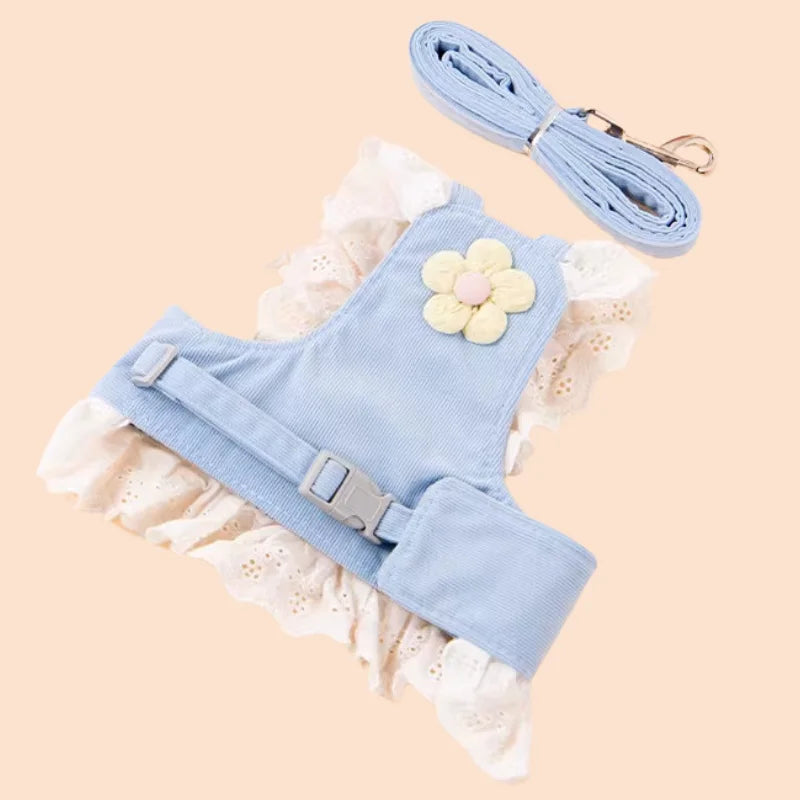 Adjustable Lace Flower Harness Leash for Rabbits and Guinea Pigs