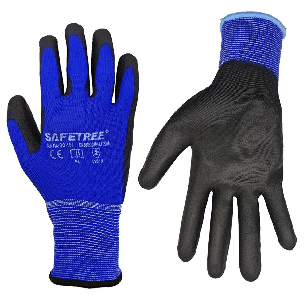 Knit Nylon Liner PU Coated Work Gloves For Active Use