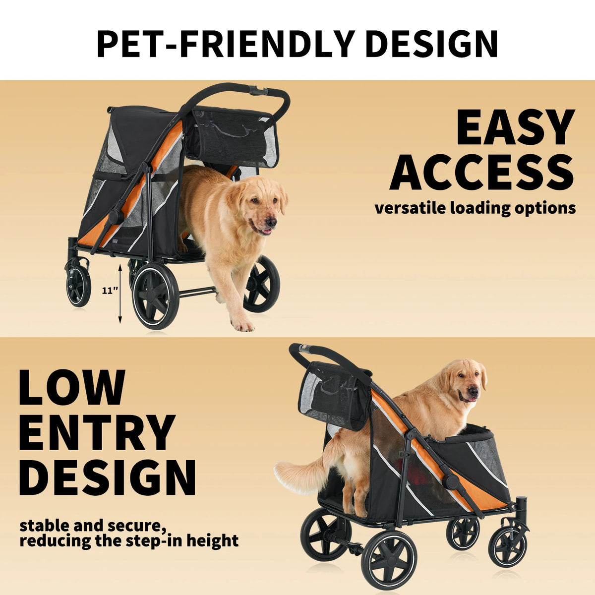 HiMiss Foldable All Terrain Pet Stroller With Washable Liner