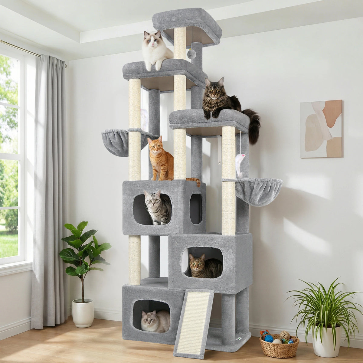 GLOBLAZER Multi Level Cat Tree With Scratching Posts And Hammocks